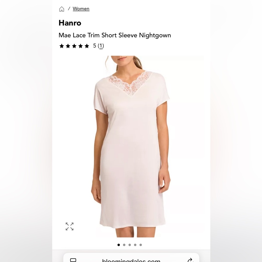 Hanro Mae Soft Pink Lace Trim nightgown NEW - Picture 3 of 3